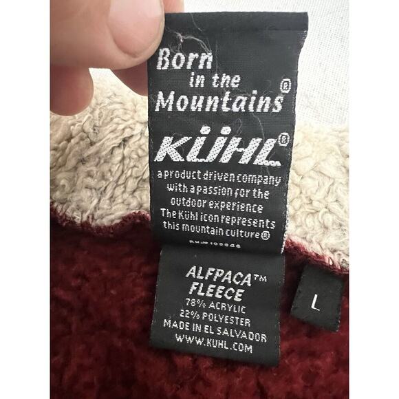 KUHL Apres Hoodie Woman’s Large Full Zip Alfpaca Fleece Shearling Jacket Red - Picture 6 of 9